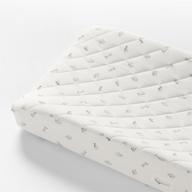 Baby's First Grey Animal Organic Cotton Heathered Jersey Baby Changing Pad Cover - Image 0