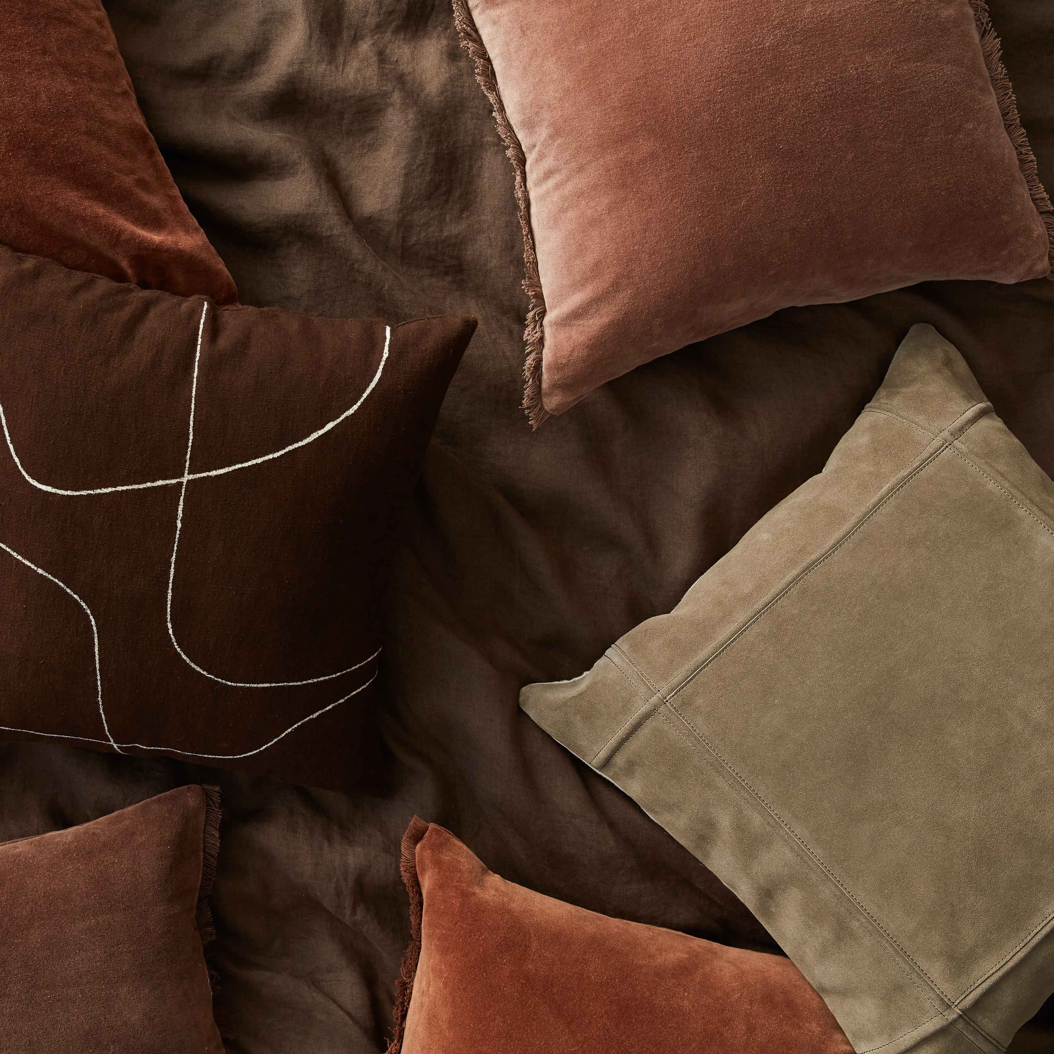 The Citizenry Ghama Suede Pillow | 20" x 20" | Olive - Image 5