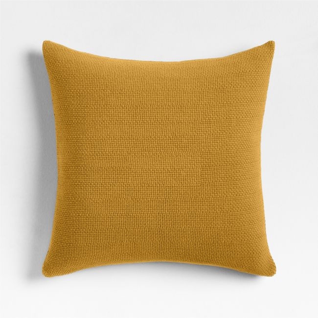 Organic Cotton Basketweave 20x20 Moroccan Ocher Throw Pillow with Down-Alternative Insert - Image 0