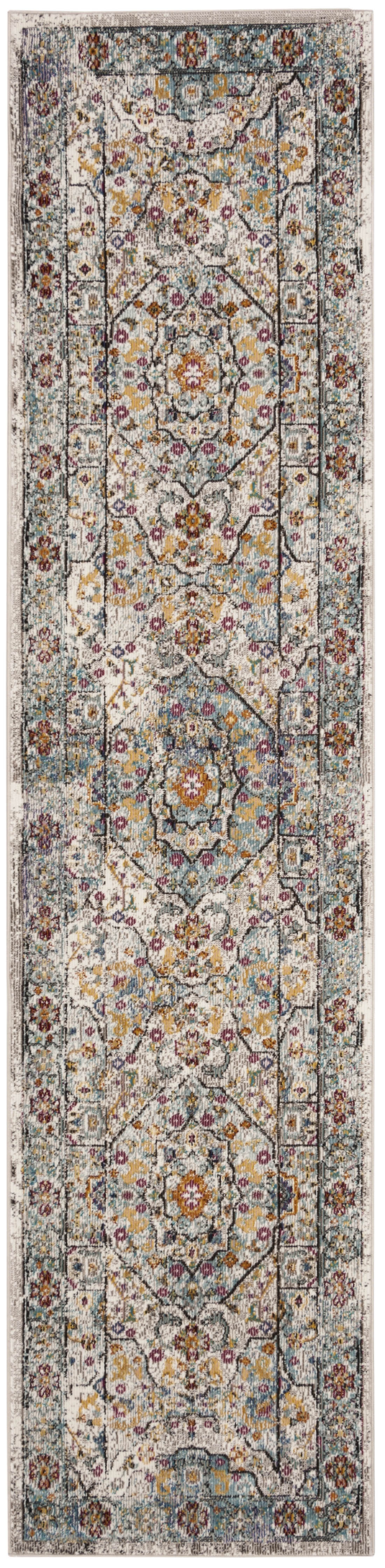 Arlo Home Woven Area Rug, ARA199C, Cream/Blue,  2' X 8' - Image 0
