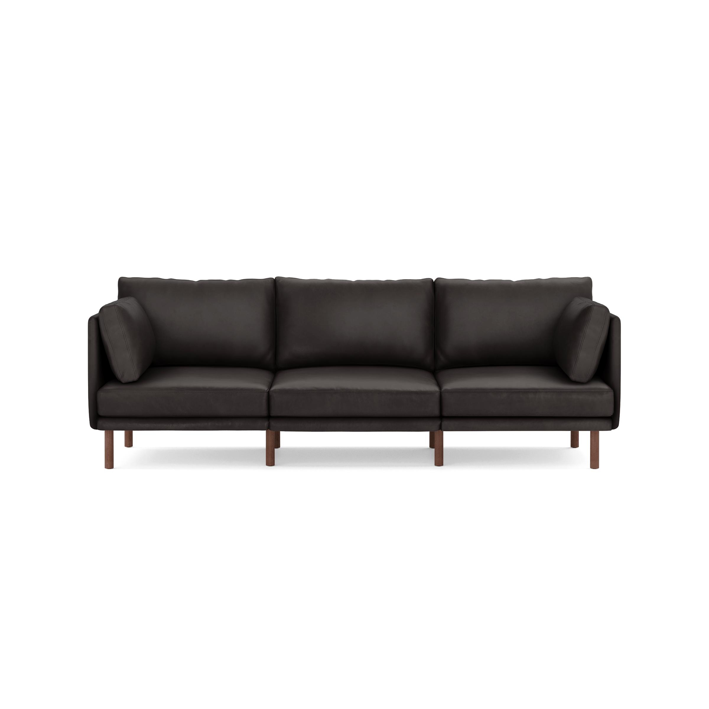 Field Leather 3-Piece Sofa - Slate - Top Grain Leather / Walnut - Wood - Image 0