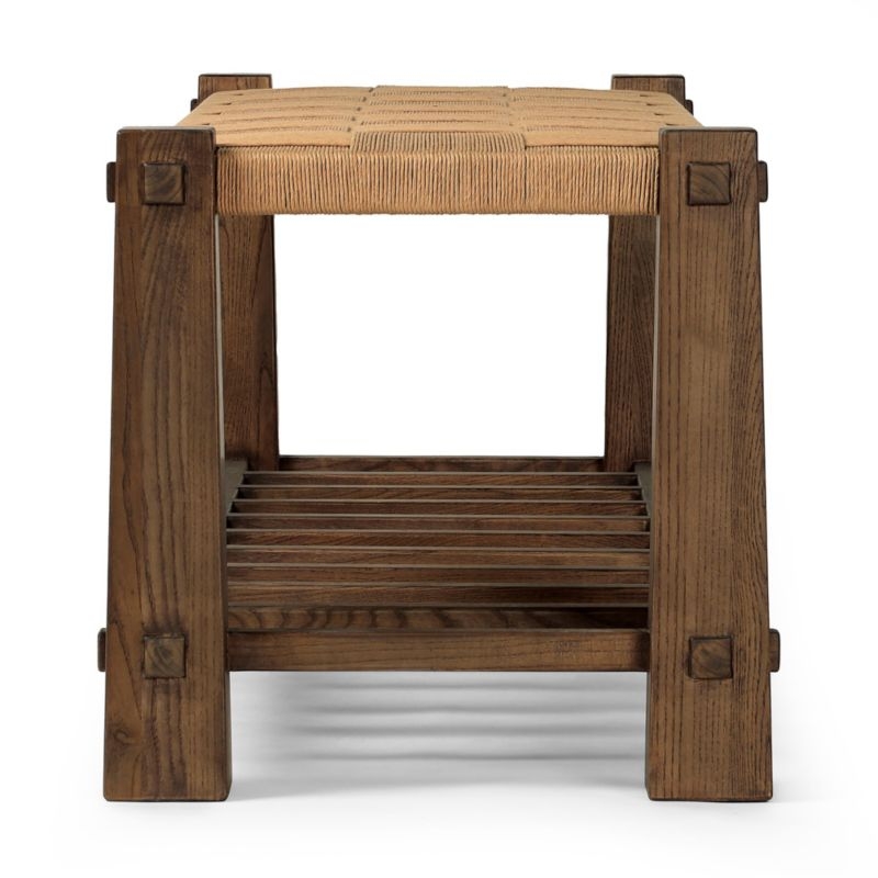 Malin Natural Wood Woven Accent Bench - Image 7