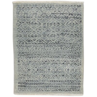 One-of-a-Kind Hand-Knotted 2' x 3' Wool/Viscose Area Rug in Blue/Cream - Image 0