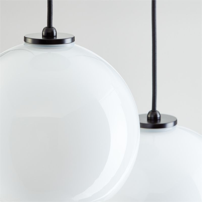 Arren Black 3-Light Round Pendant with Round Milk Glass Shades - Image 2