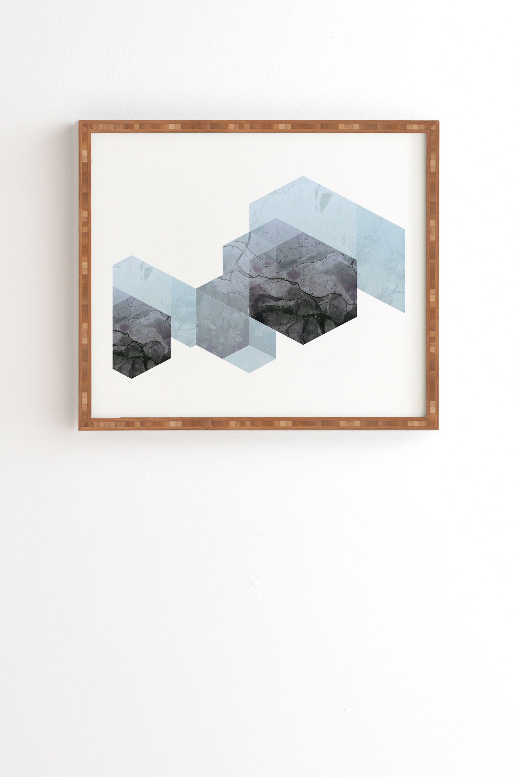 Neutral Marble Geometry by Emanuela Carratoni - Framed Wall Art Bamboo 20" x 20" - Image 0