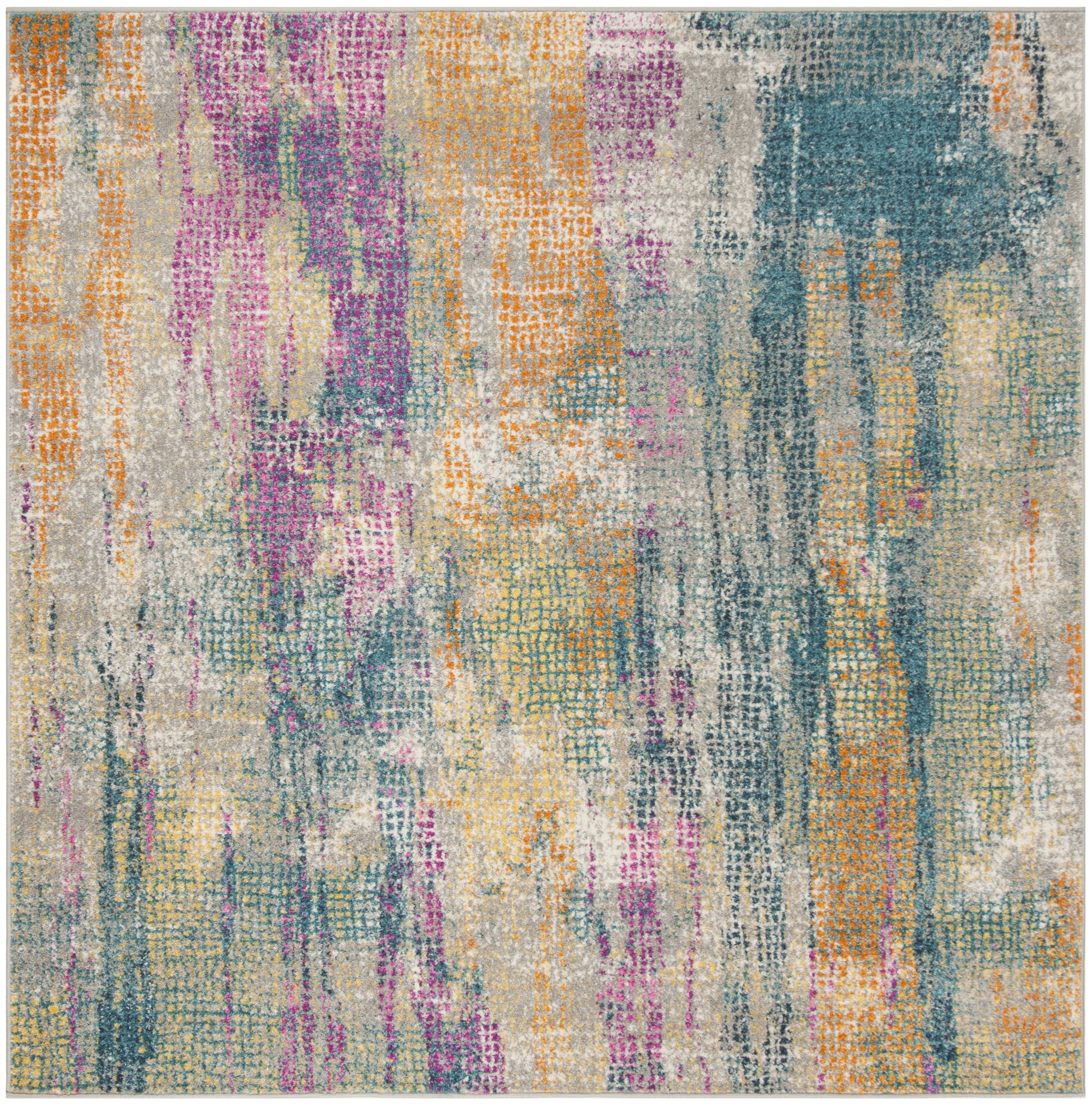 Arlo Home Woven Area Rug, MAD123C, Blue/Fuchsia,  6' 7" X 6' 7" Square - Image 0