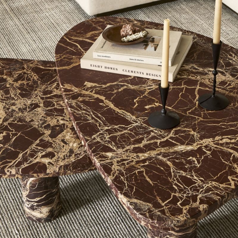 Zion Merlot Marble Nesting Coffee Tables - Image 1