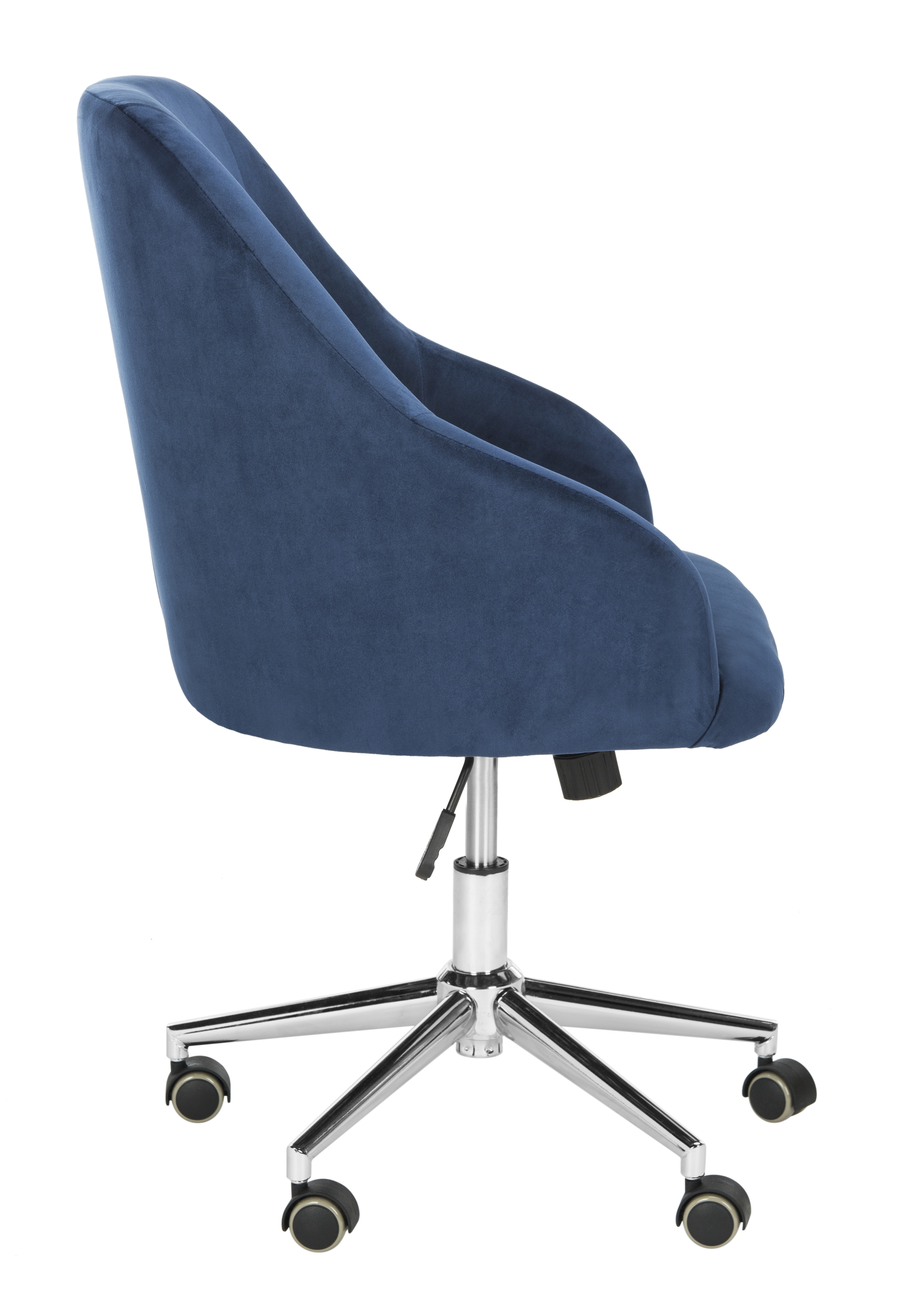 Adrienne Velvet Chrome Leg Swivel Office Chair - Navy/Chrome - Safavieh - Image 2