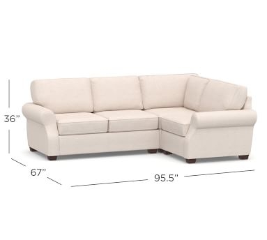 SoMa Fremont Roll Arm Upholstered Left Arm 3-Piece Corner Sectional, Polyester Wrapped Cushions, Performance Chateau Basketweave Ivory - Image 4
