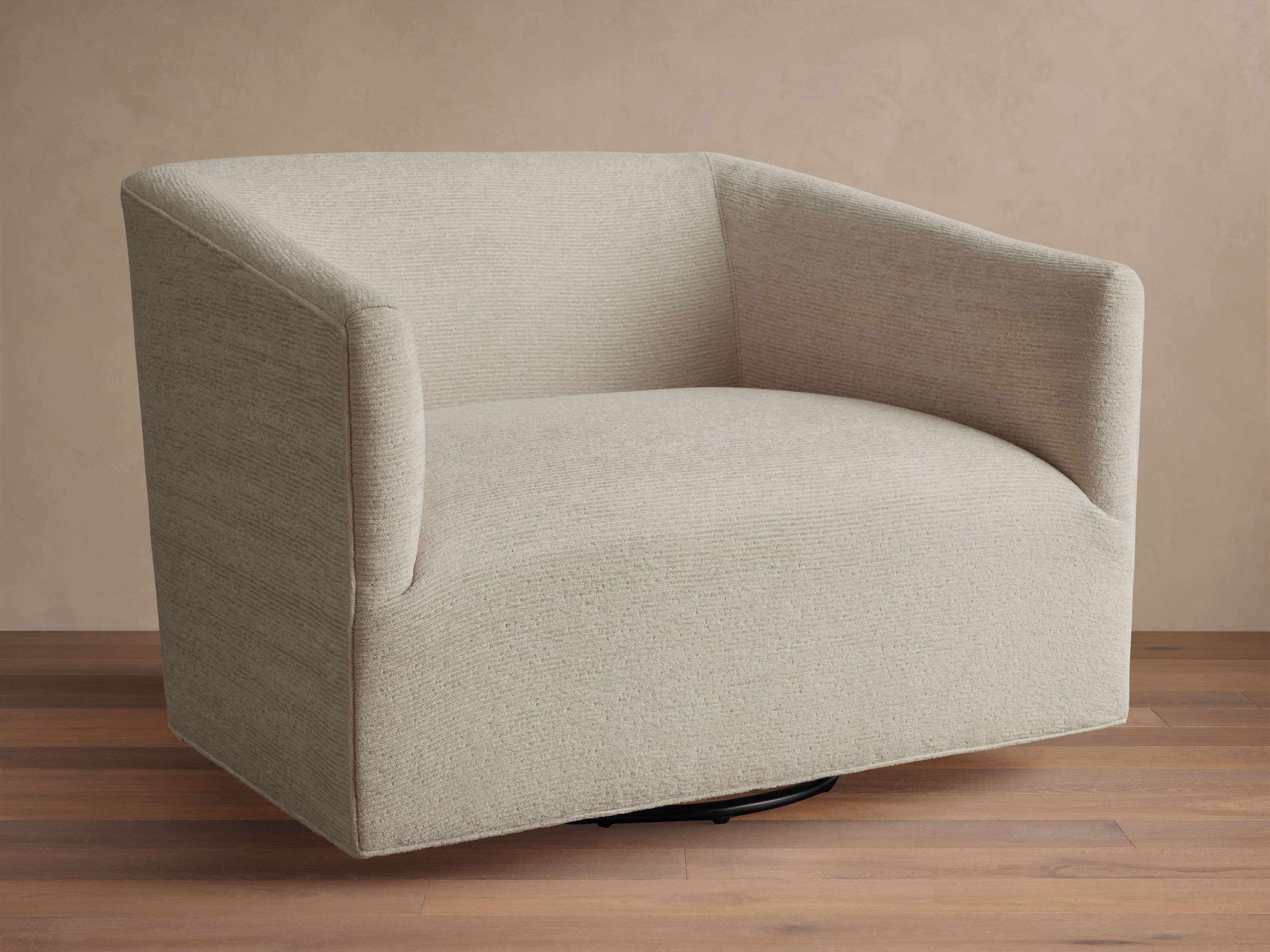 Ellison Oversized Swivel Chair in Upholstered Heidi Alabaster - Image 0