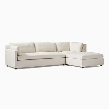 Marin 114" Left 3-Piece Ottoman Sectional, Standard Depth, Chenille Tweed, Dove - Image 2