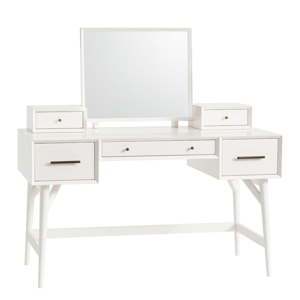Mid-Century Standard Desk Vanity, White, WE Kids - Image 0