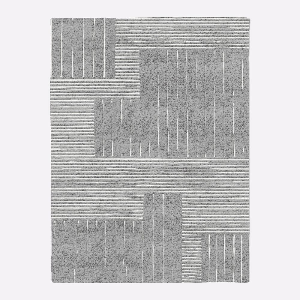 Painted Mixed Stripes Rug, 9x12, Pearl Gray - Image 0