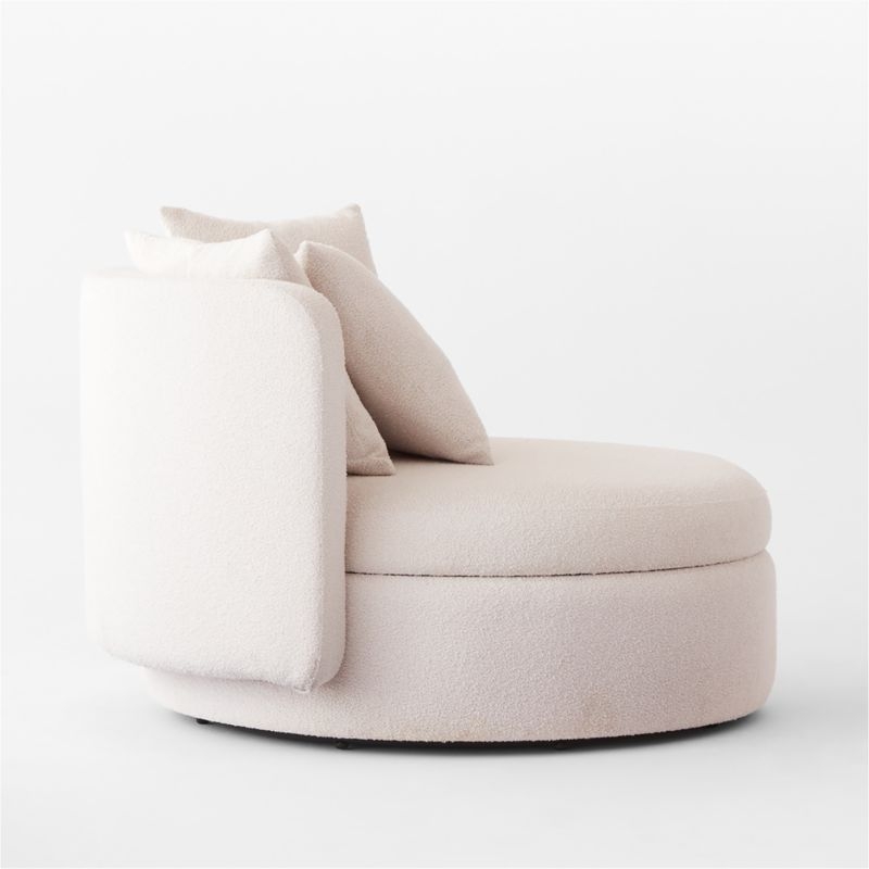 Lucie White Boucle Upholstered Outdoor Swivel Lounge Chair with Storage Set of 2 - Image 2