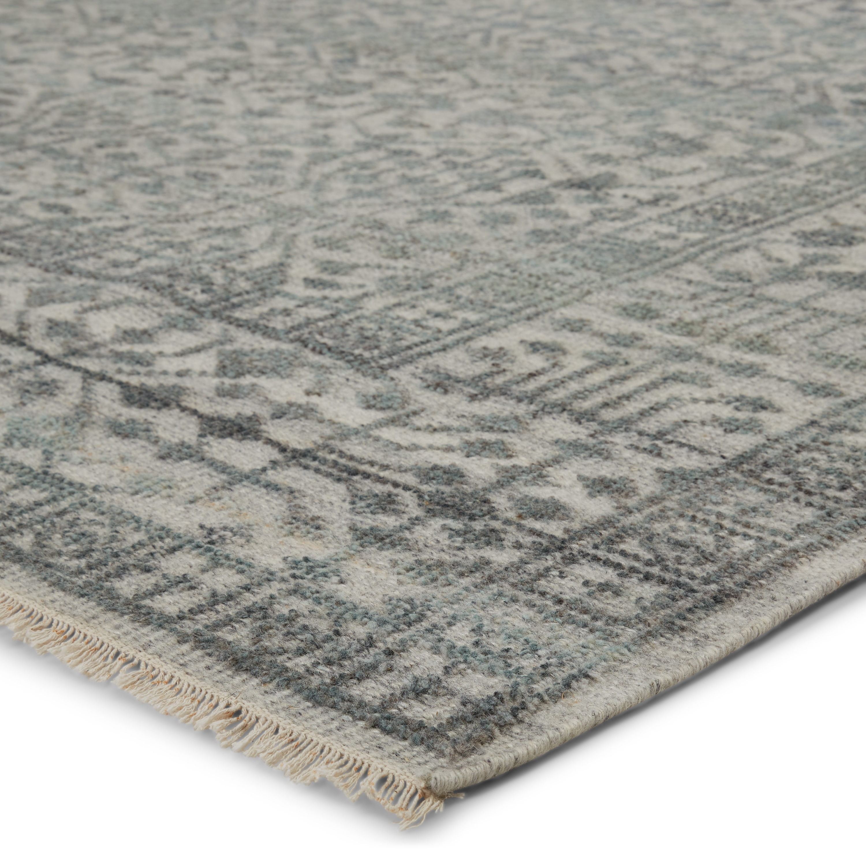 Arinna Hand-Knotted Tribal Gray/ Light Blue Area Rug (10'X14') - Image 1