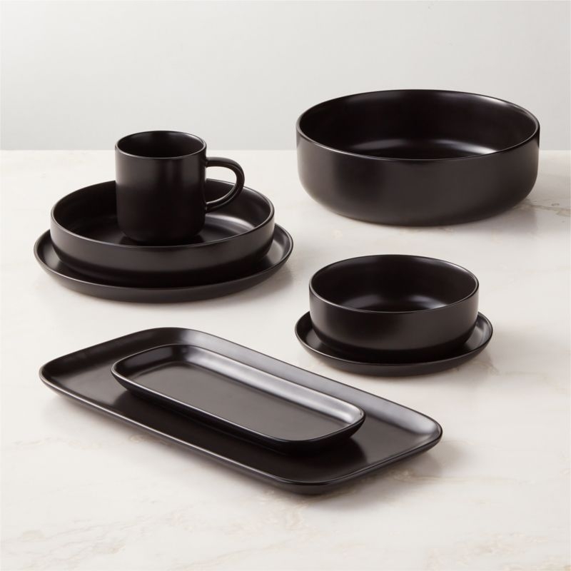 Mori Matte Black Dinner Plates Set of 8 - Image 1