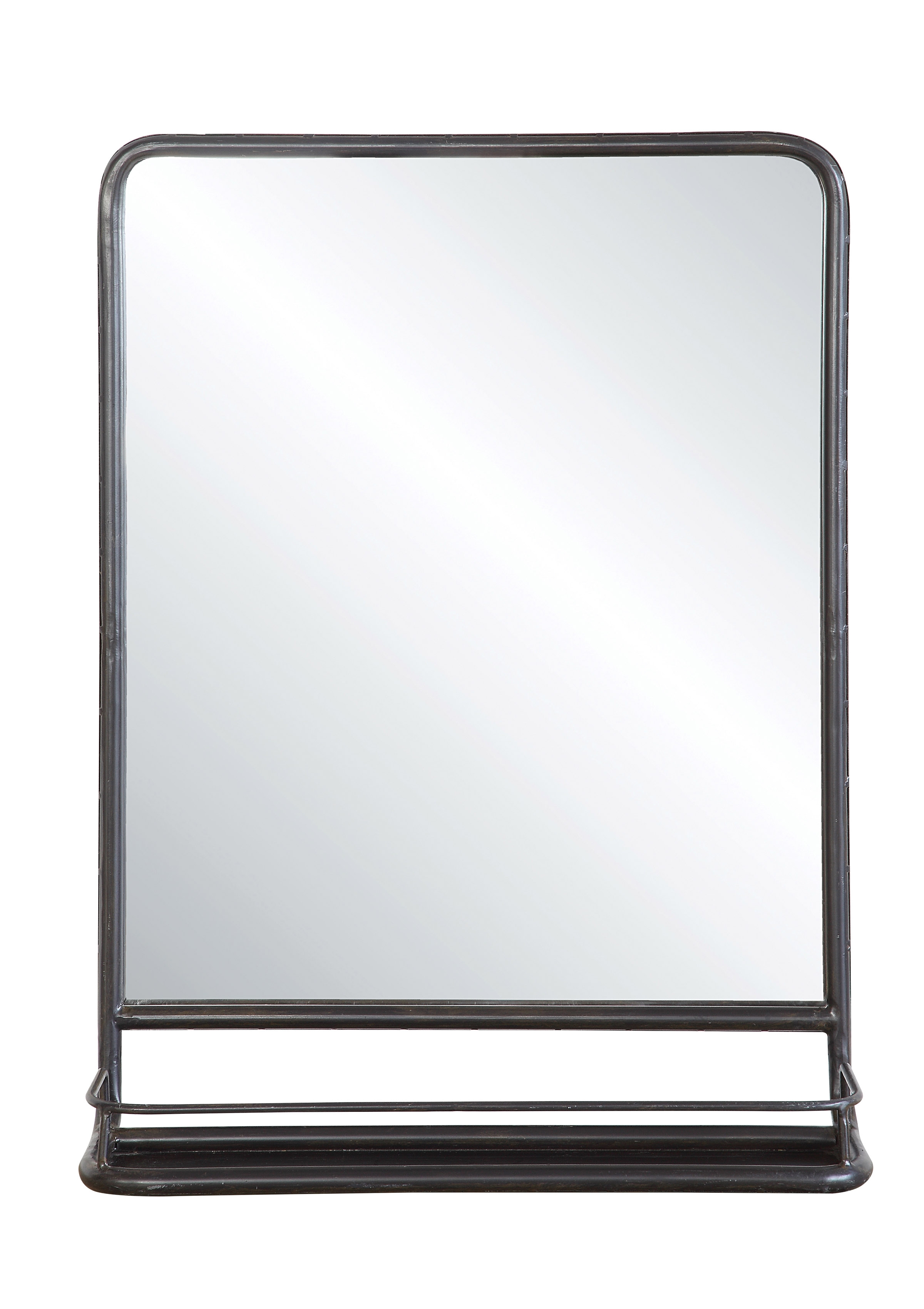 Large Metal Framed Mirror with Shelf - Image 0
