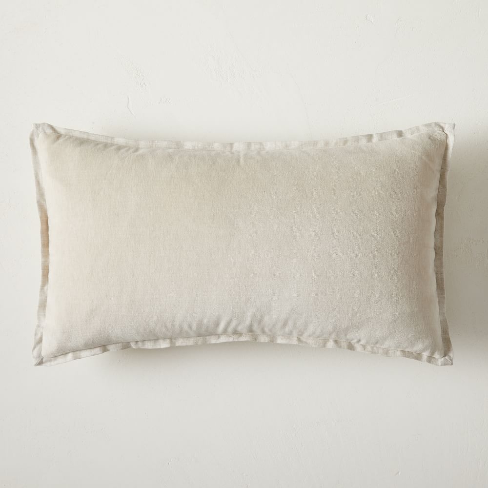 Classic Cotton Velvet Pillow Cover, 12"x21", Natural - Image 0