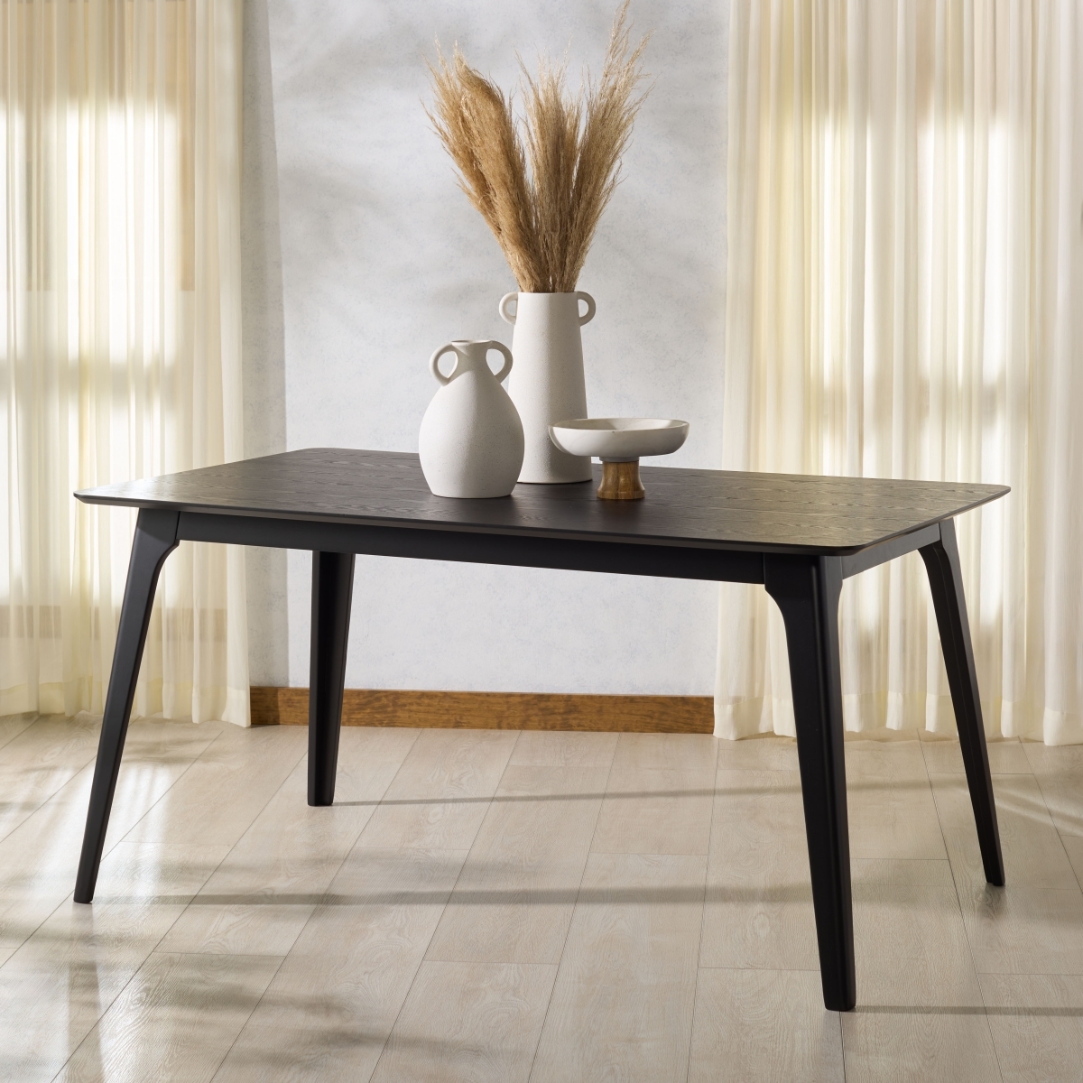 Madina Rectangle Wood Dining Table - Black - Image 1