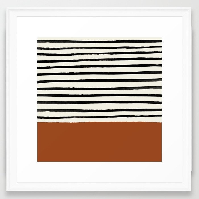 Burnt Orange X Stripes Framed Art Print by Leah Flores - Scoop White - MEDIUM (Gallery)-22x22 - Image 0