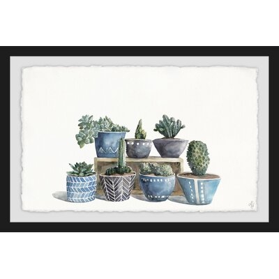 'Patterned Pots' Framed Watercolor Painting Print - Image 0