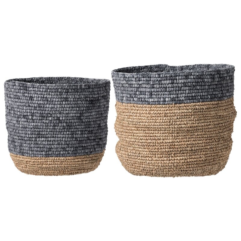 2 Piece Seagrass Basket Set Color: Natural/Gray - Image 0