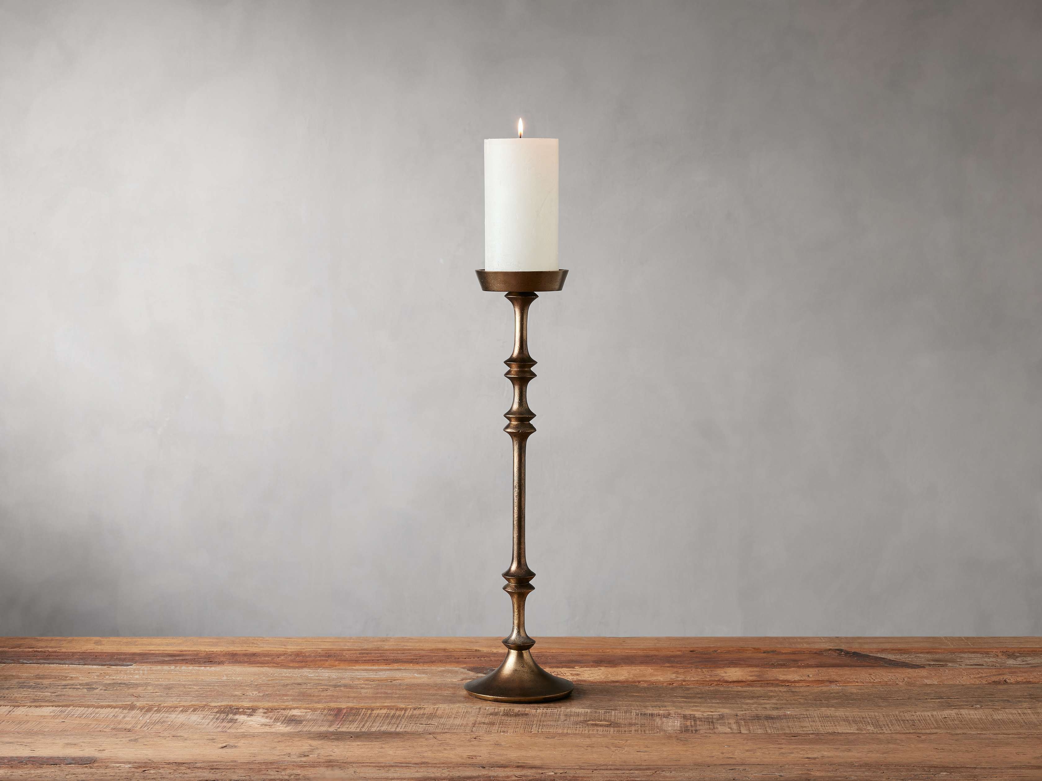 Camden Tall Pillar Holder in Aluminum Medium Brass - Image 0