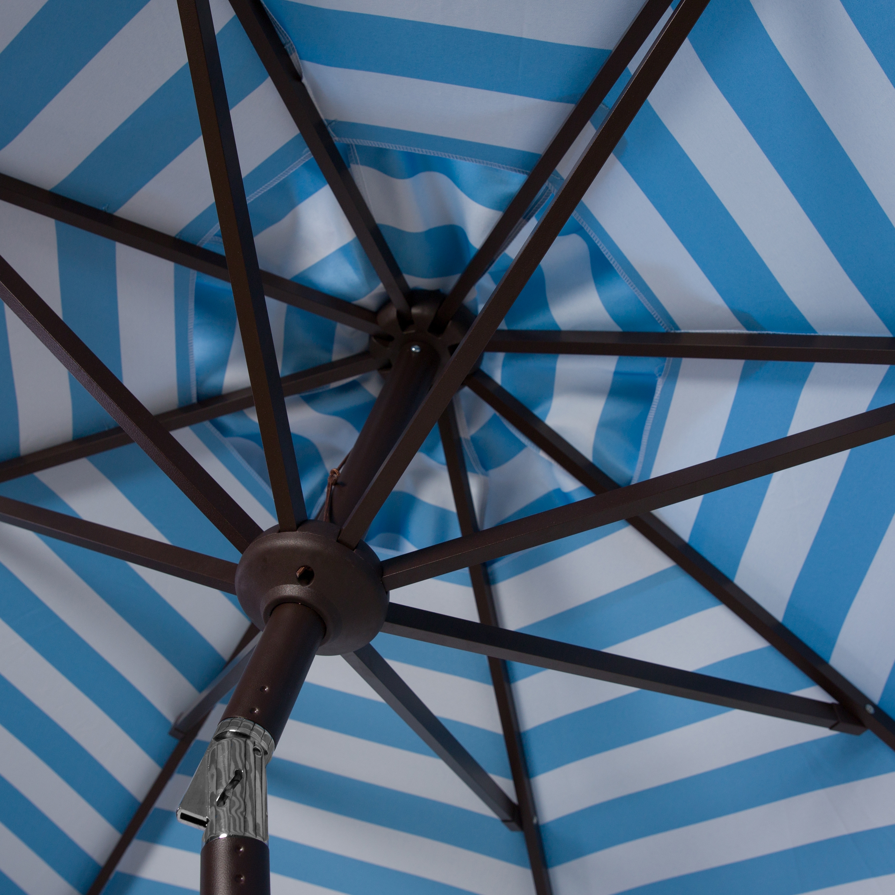 Athens Inside Out Striped 9Ft Crank Outdoor Auto Tilt Umbrella - Blue/White - Safavieh - Image 2