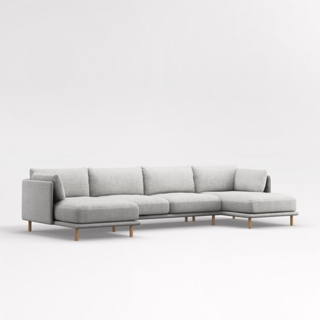 Wells 3-Piece U-Shaped Sectional Sofa with Natural Leg Finish - Image 0