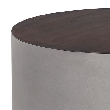 Two Tone Concrete Side Table, Gray, Wood Grain Brown - Image 2