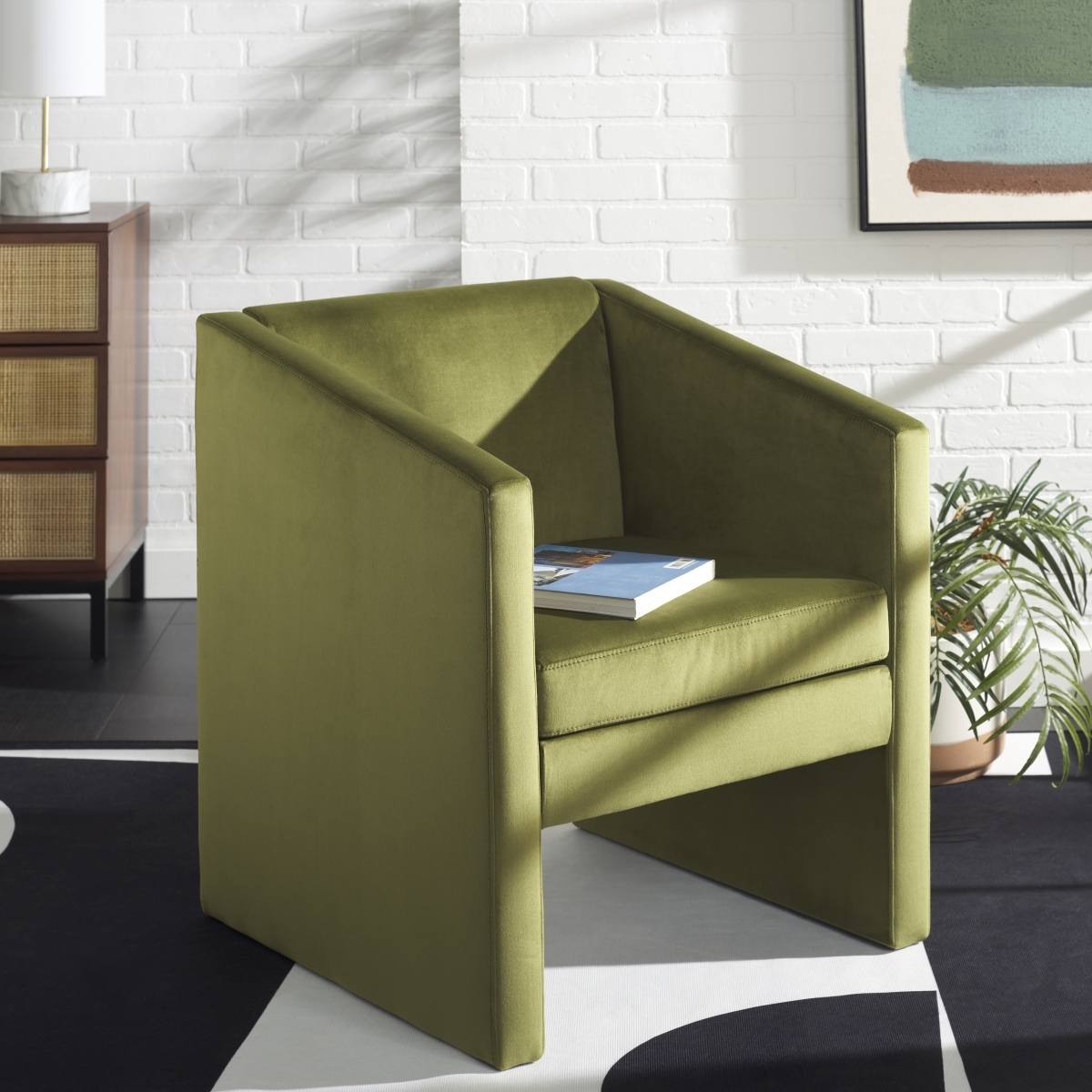 Ylva Accent Chair - Olive Green - Safavieh - Image 1