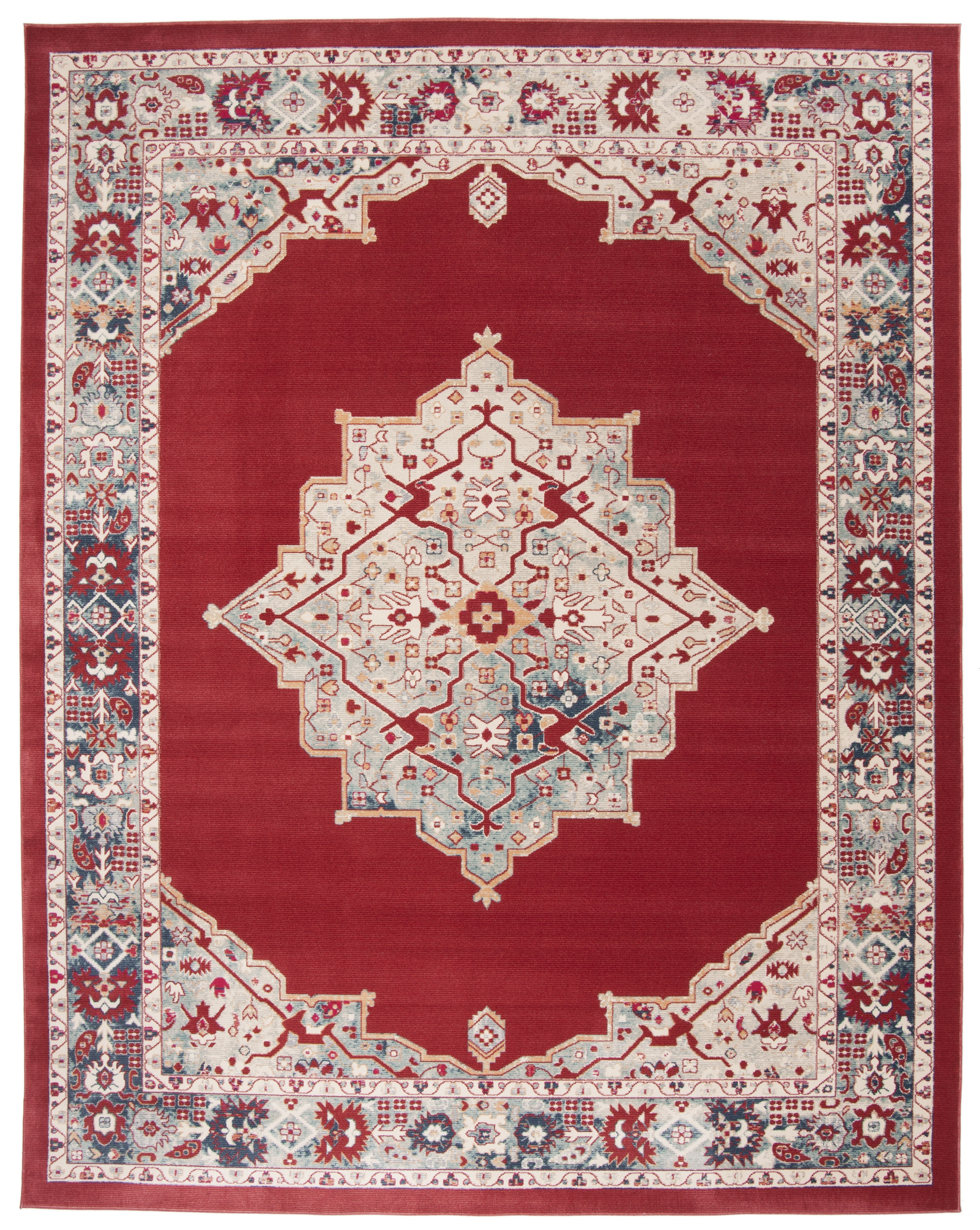 Arlo Home Woven Area Rug, MER312Q, Red/Aqua,  9' X 13' - Image 0
