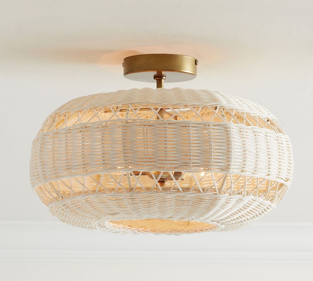 Adrienne Woven Flush Mount, Natural - Image 0