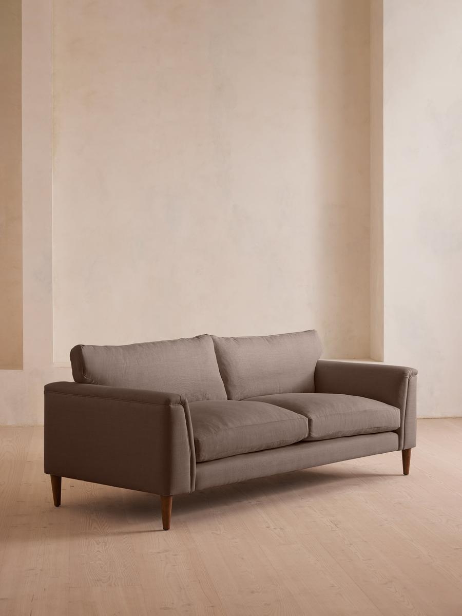 Reya Three Seater Sofa, Linen, Mushroom, US - Image 0