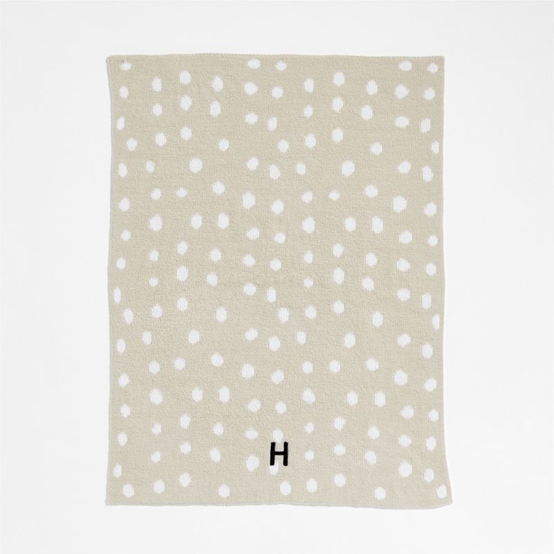 Reversible Stone Tan Chenille Dot Baby Stroller Blanket - Image 1