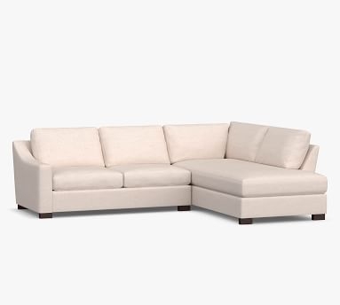 Turner Slope Arm Upholstered Left Sofa Return Bumper Sectional, Down Blend Wrapped Cushions, Performance Heathered Tweed Ivory - Image 2