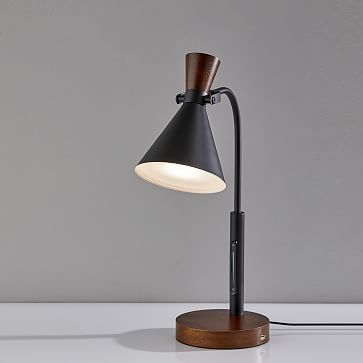 Walnut Led Desk Lamp, Black & Walnut - Image 3