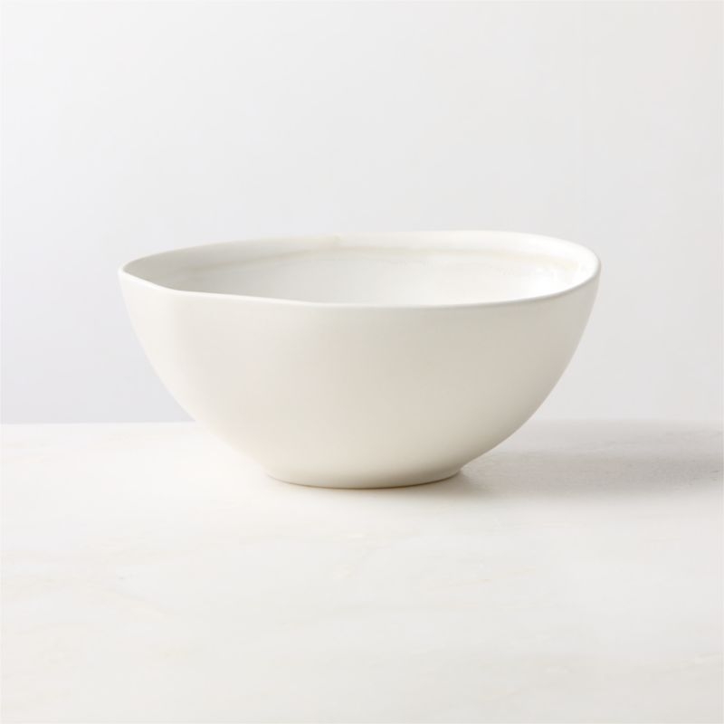 Hyacinth White Soup Bowls with Reactive Glaze Set of 6 - Image 1