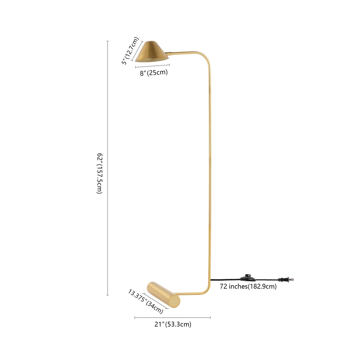 Laverne 62" Floor Lamp - Brass - Safavieh - Image 3