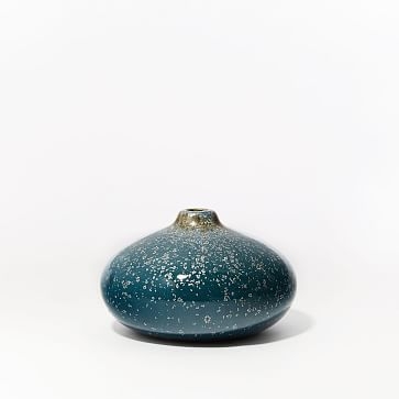 Reactive Glaze Vase, Ocean, Low Wide, 4" - Image 0