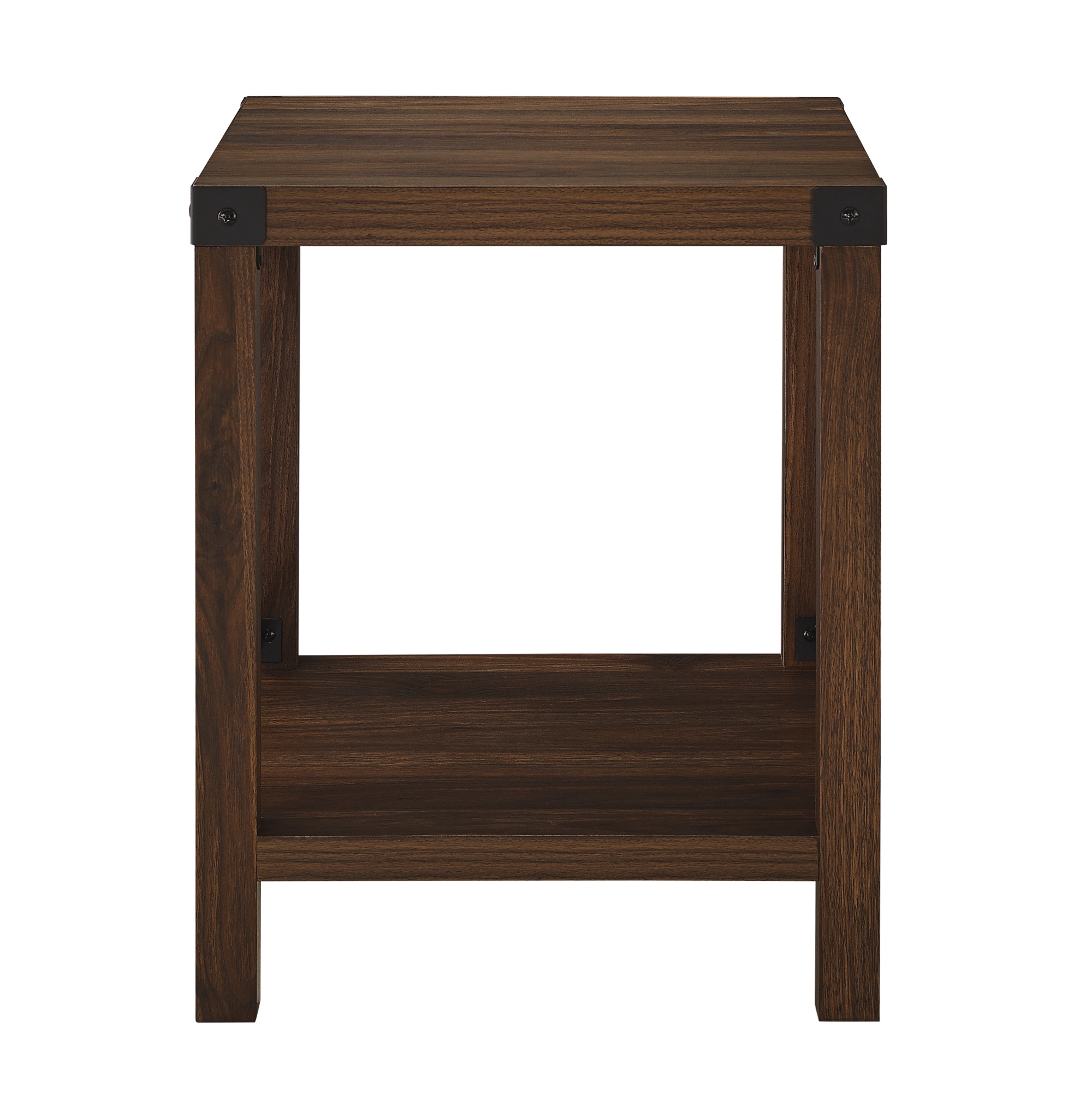 Metal X Rustic Wood Side Table - Dark Walnut - Image 1