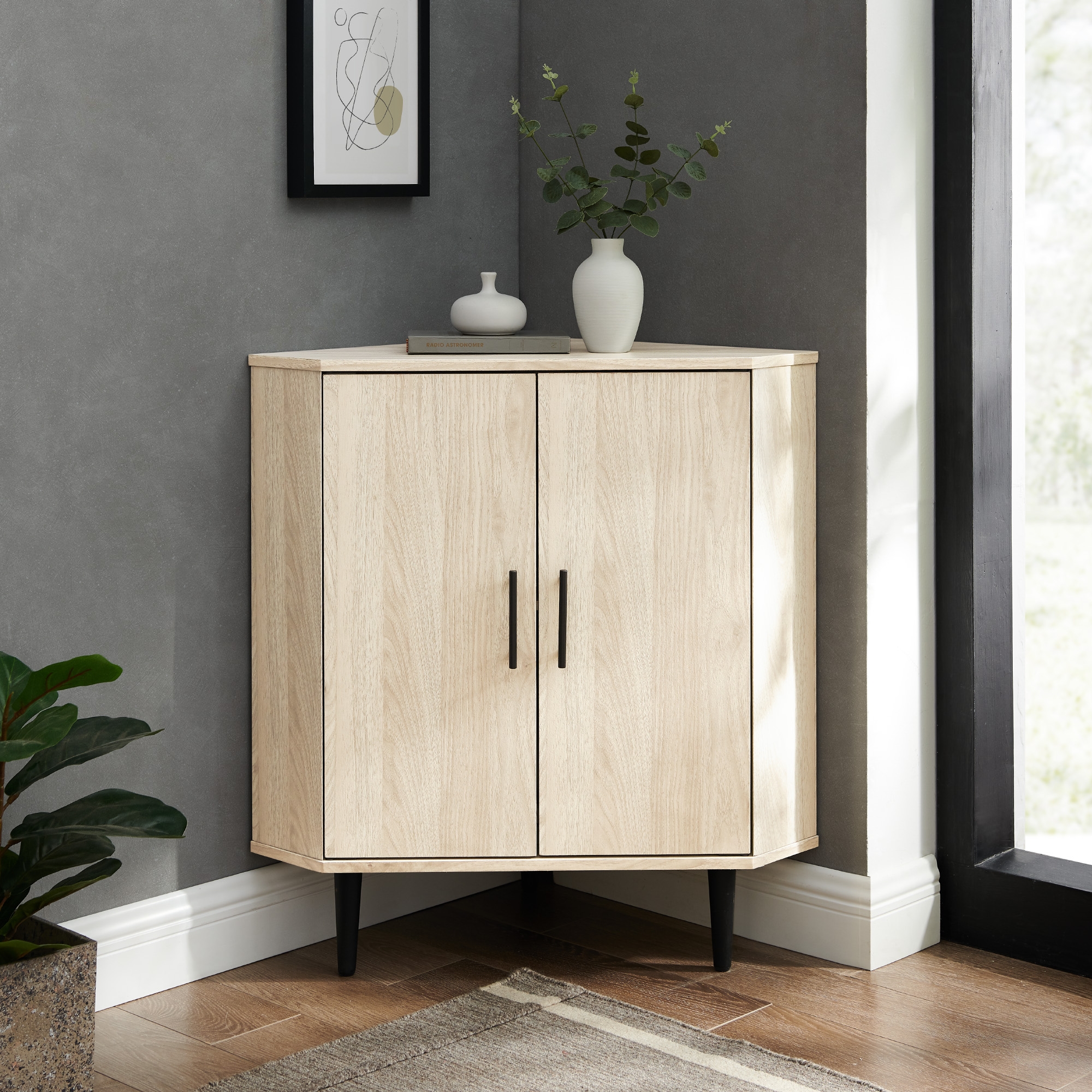 Contemporary Double Door Corner Accent Cabinet – Birch - Image 5