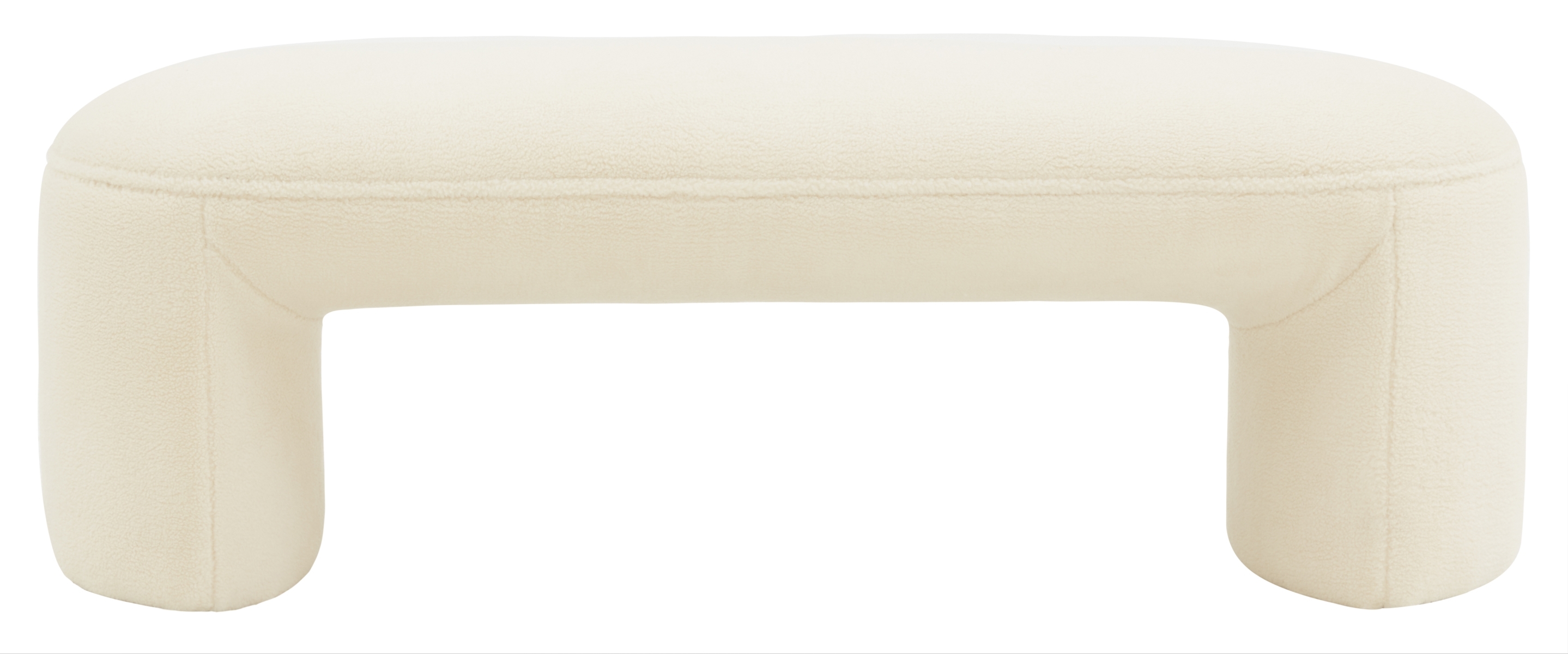 Vivie Faux Shearling Bench - Ivory - Image 0