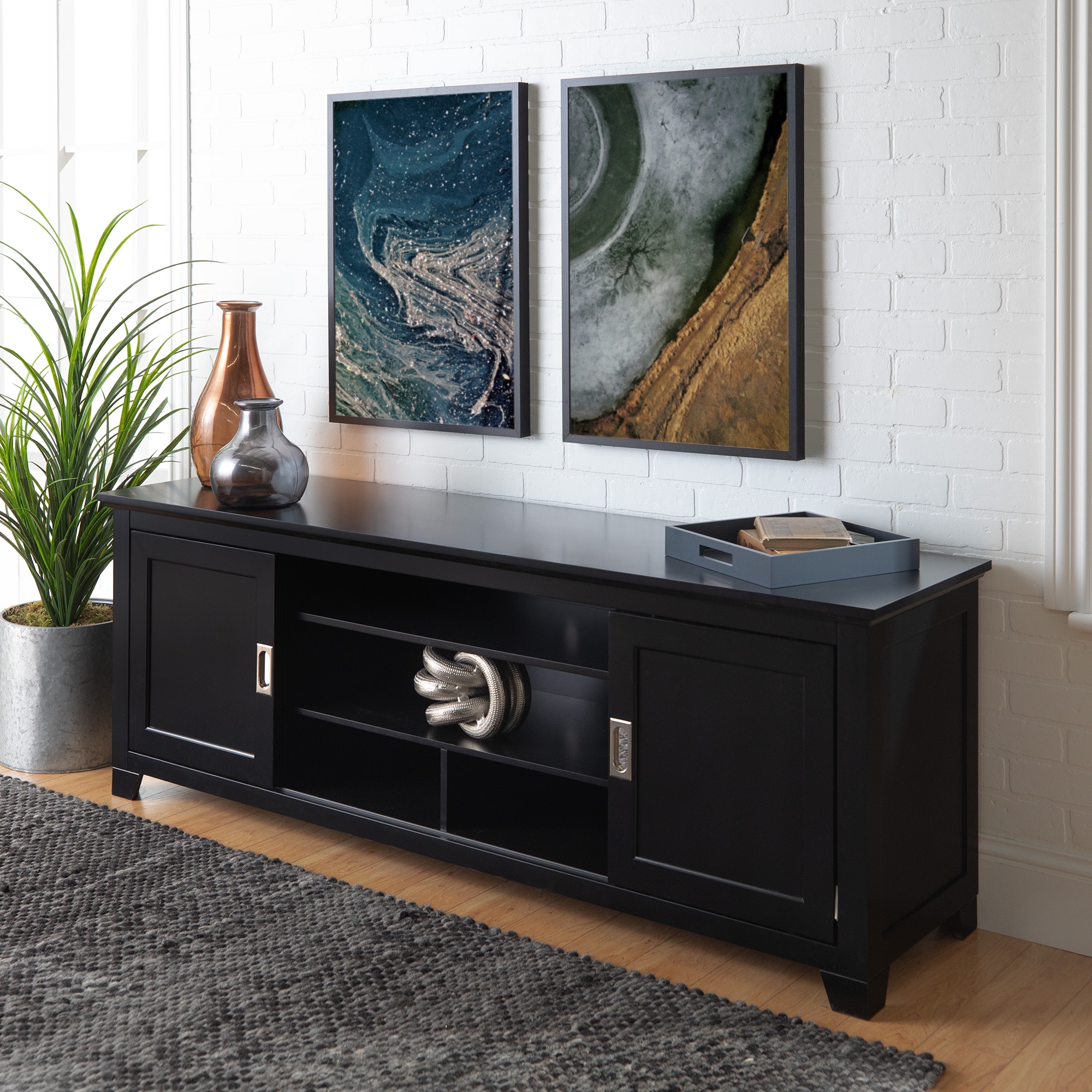 Fullview 70" Traditional Wood TV Stand - Black - Image 3