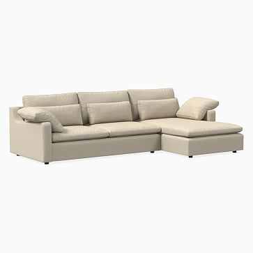 Harmony Swoop Arm 119" Right 2-Piece Chaise Sectional, Distressed Velvet, Dune - Image 3