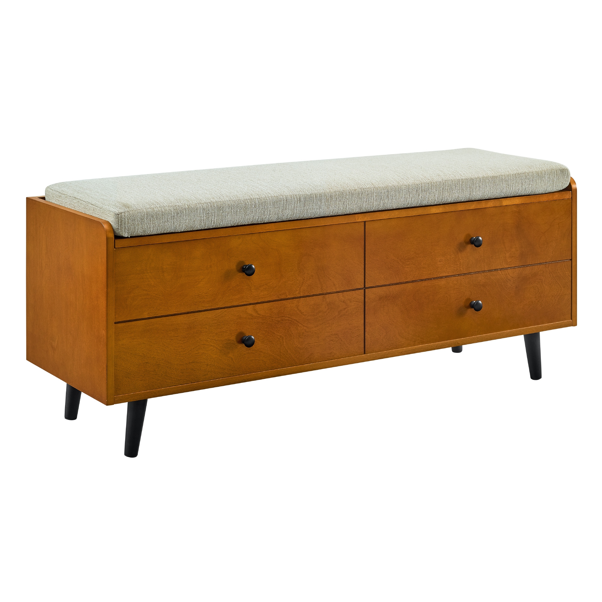 46" Mid Century Storage Bench with Cushion - Acorn/Tan - Image 1