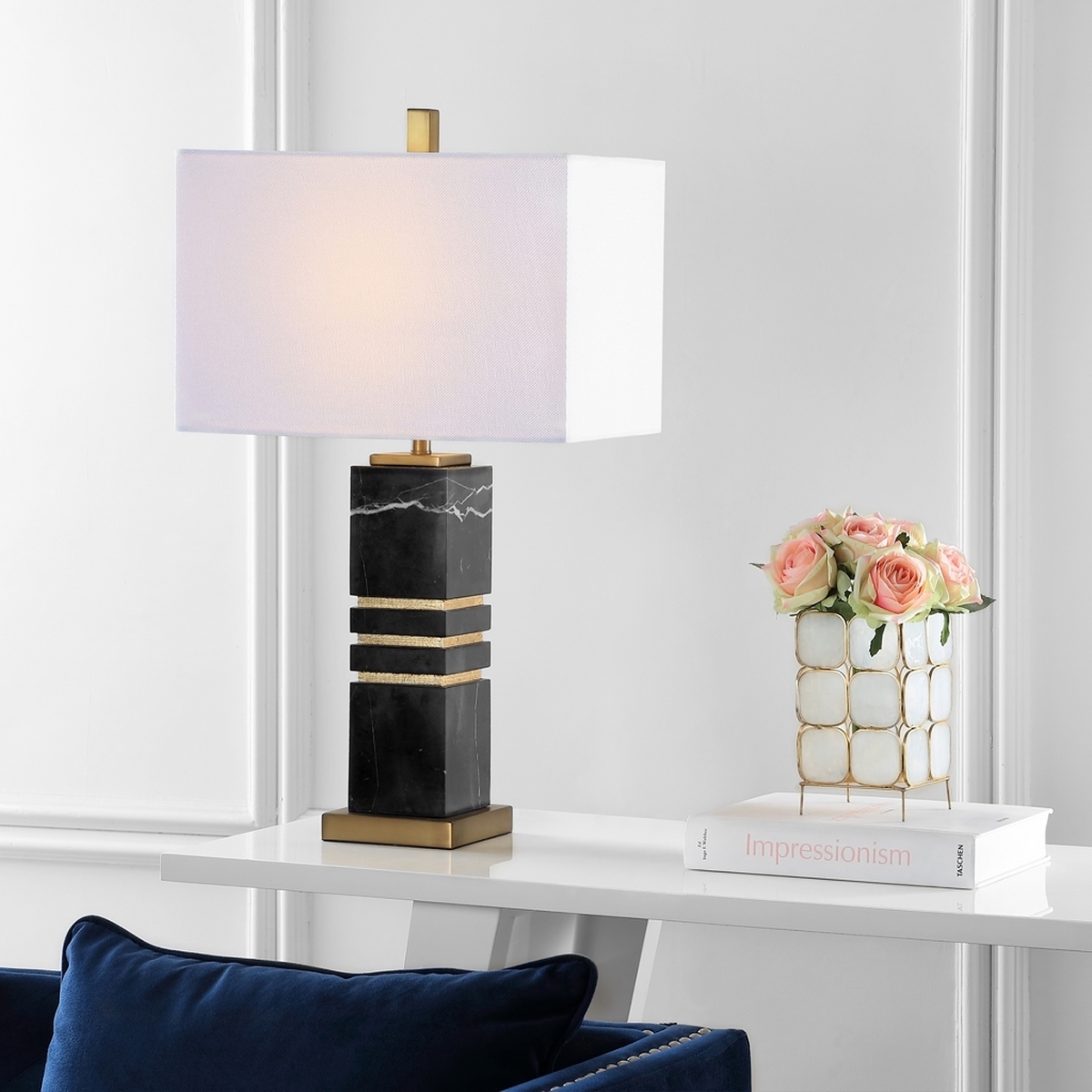 Jaxton Marble 27.5-Inch H Table Lamp - Black/Gold - Arlo Home - Image 1