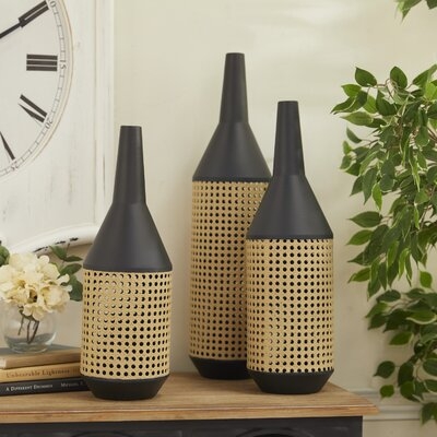 3 Piece Brotherton Brown/Gray Wood Floor Vase Set - Image 0