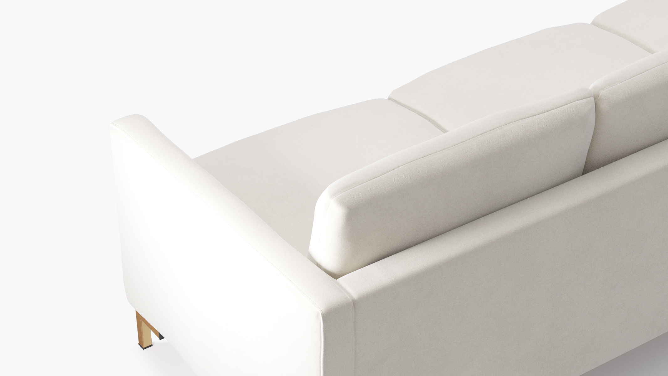 Modern Sofa, White Classic Velvet, Brass - Image 4