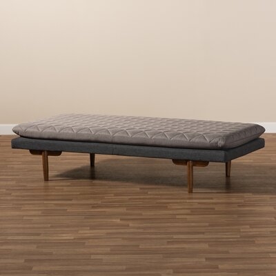 Corrigan Studio® Studio Raulson Mid-Century Modern Grey Fabric Upholstered Walnut Finished Wood Daybed - Image 0